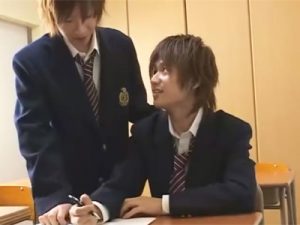 【ゲイ動画ビデオ】ブレザー姿のジャニーズ系のイケメン2人が教室で勉強をした後にアナルセックスをしちゃうww